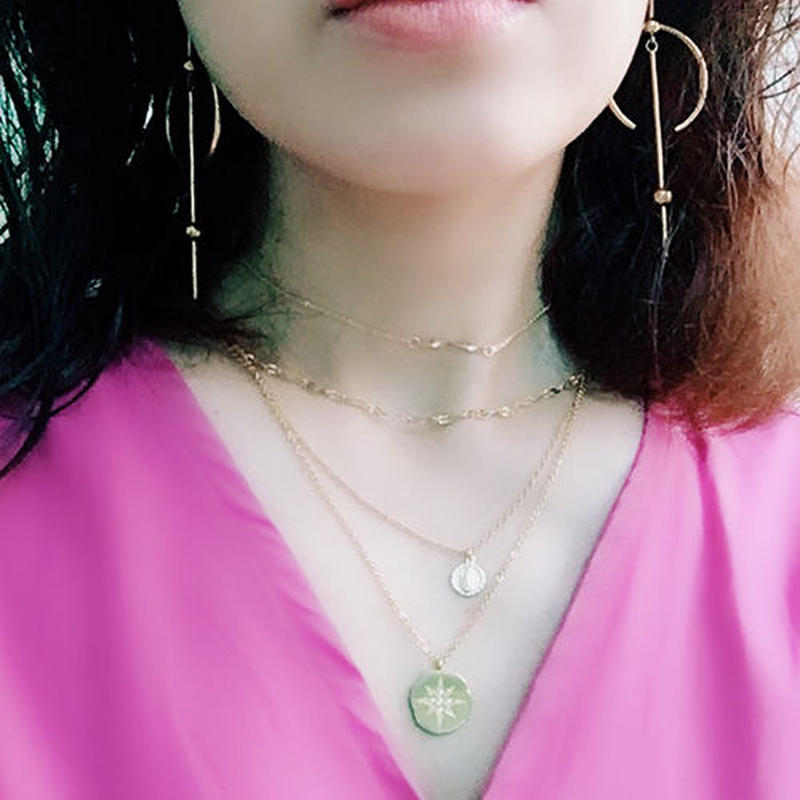 24kgf Coated スターモチーフ2連チェーンネックレス Tuwakrim