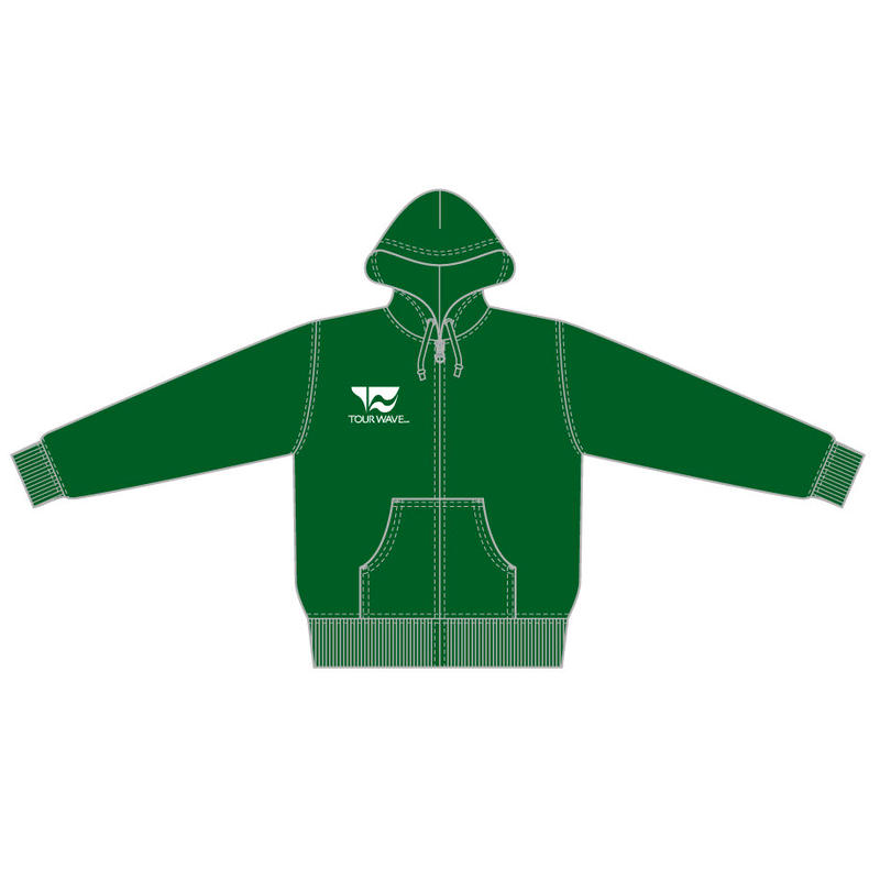 ツアー ウェーブ ロゴ 裏起毛フルジップパーカー アイビーグリーンbody 白文字 Tw