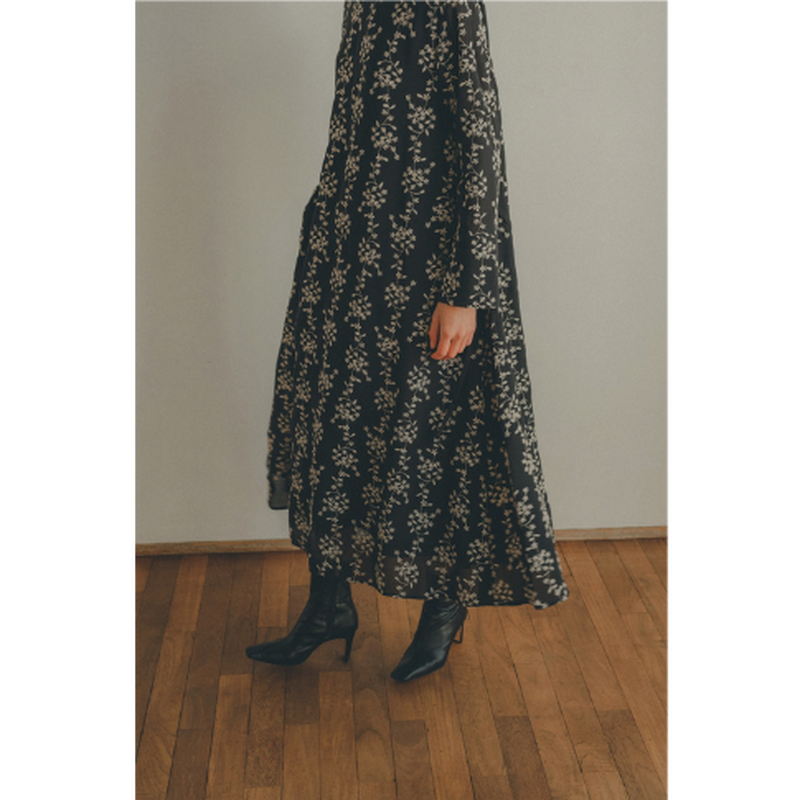 Clane クラネ Stripe Flower Embroidery One Piece