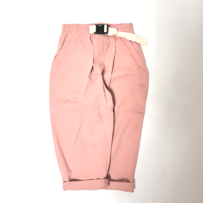 ベルト付きテーパードパンツ ピンク Slaps ベルト付きテーパードパンツ ピンク Slaps