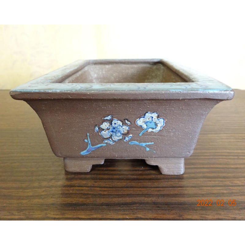 小品盆栽鉢 緑寿庵陶翠 長方鉢 箱付け
