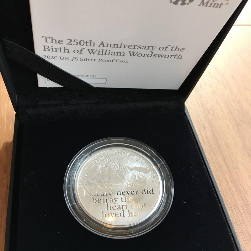 イギリス ウィリアム ワーズワース生誕250周年 5ポンド銀貨 プルーフコイン 箱ケ イギリス ウィリアム ワーズワース生誕250周年 5ポンド銀貨 プルーフコイン 箱ケ