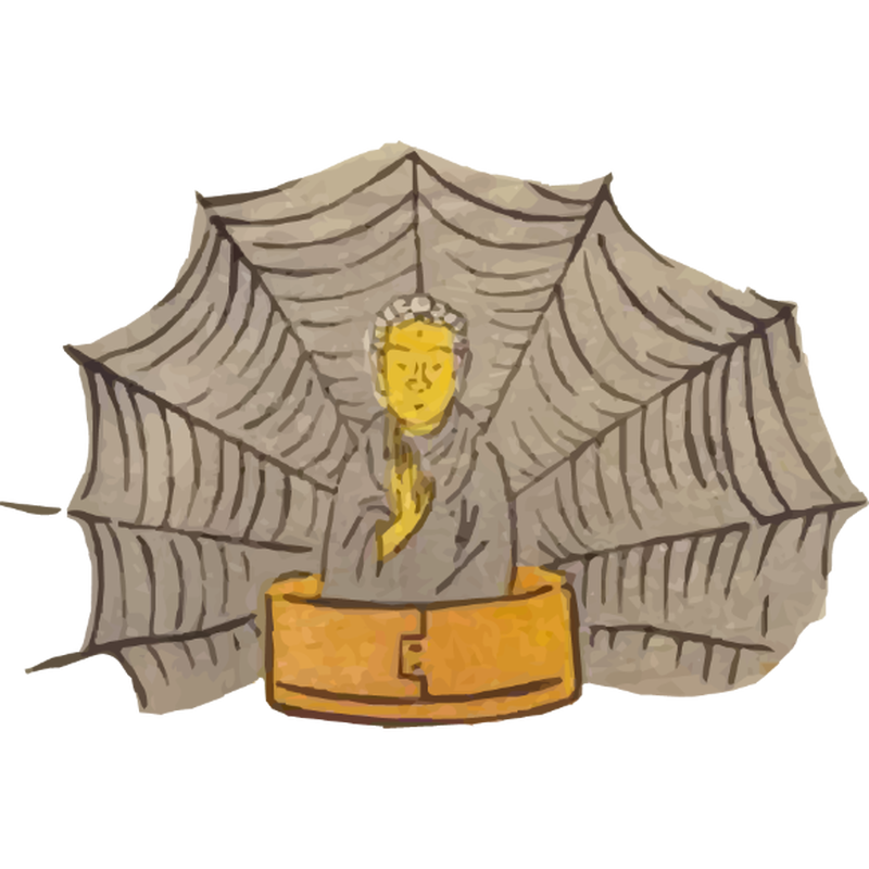 たらいにのった阿弥陀と蜘蛛の巣 判じ物 隅田川 の浮世絵素材 Image No