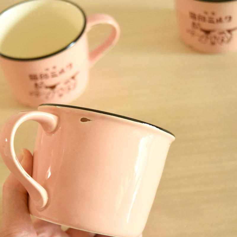 星羊社 猫印ミルクマグカップ ピンク ひそかな雑貨屋 うみねこ社