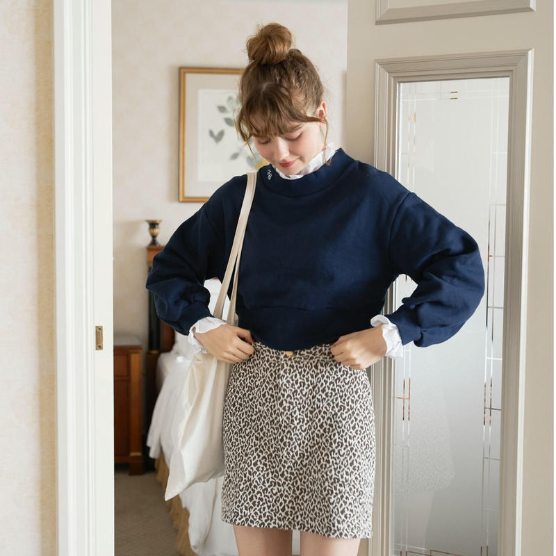 トリートユアセルフTü high neck short sweat (pink)