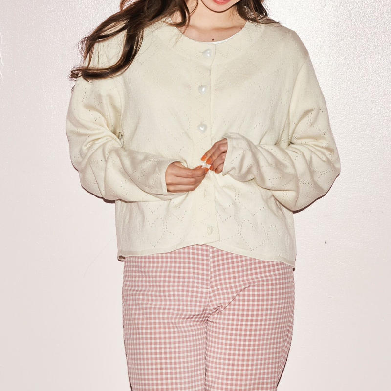 トリートユアセルフ ハート ボタン カーディガン Treaturself