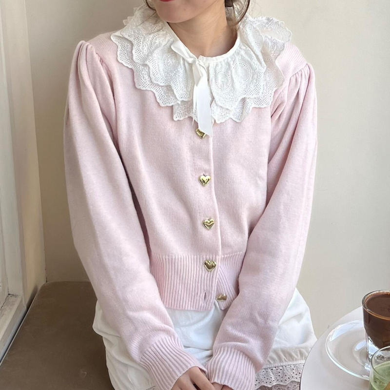 Heart button knit cardigan(pink) | Treat ürself