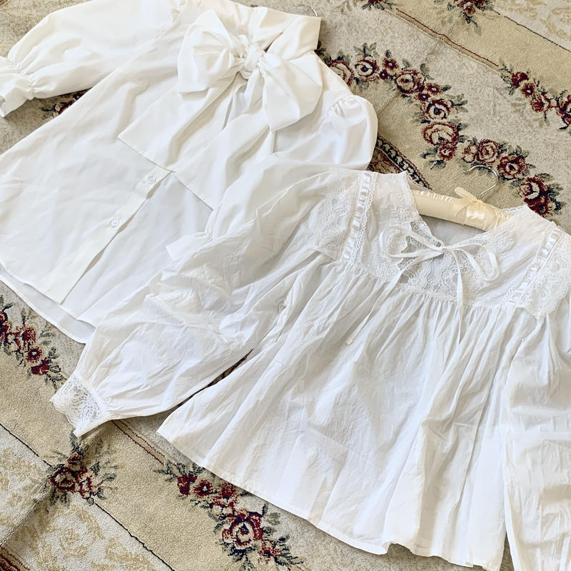 big ribbon tie classic blouse | Treat ürself