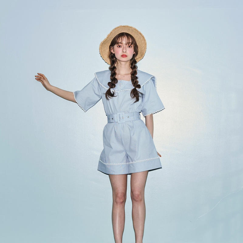 marine stripe cotton rompers | Treat ürself