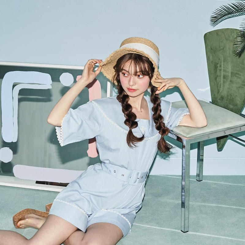 marine stripe cotton rompers | Treat ürself