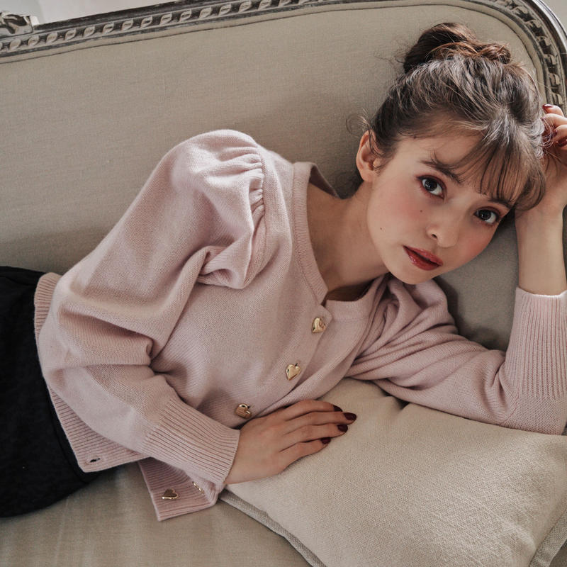 Heart button knit cardigan(pink) | Treat ürself 限定品 treat ハートボタンカーディガン urself カーディガン/ボレロ