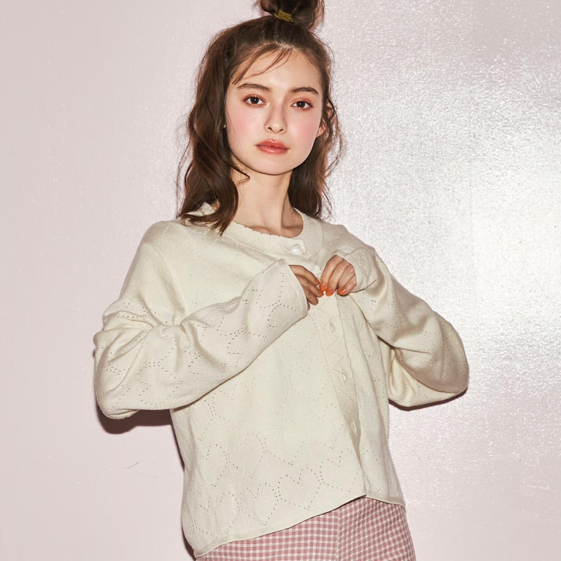 トリートユアセルフ ハート ボタン カーディガン Treaturself