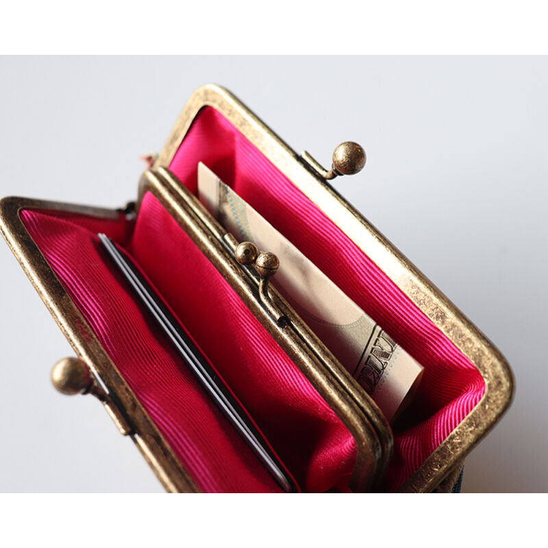牛革のがま口ミニ財布 Silver Uzo Muzo