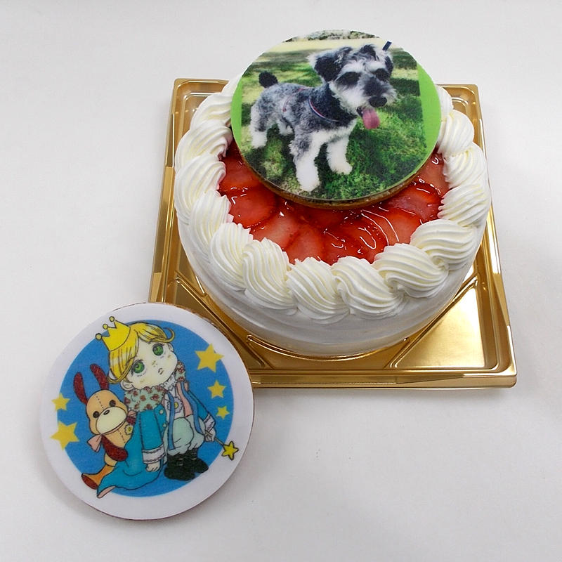 オーダーメイドプリントクッキー飾り 苺のデコレーションケーキ4号 Petit Vanille