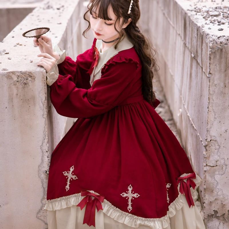 Loveherhome フロントフリルリボンドーリーワンピース 621 可愛い服量産型服