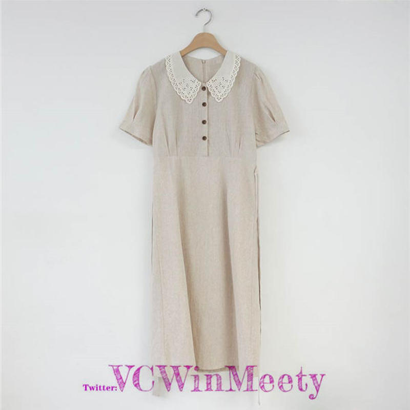 Onepiece レース 襟付き ハイウエスト ロング ワンピース 487 可愛い服量産型