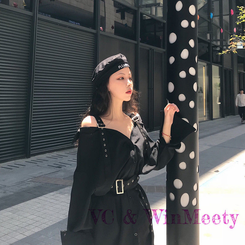 Onepiece モード系 クール肩出しシャツワンピース 065 可愛い服量産型服通販24