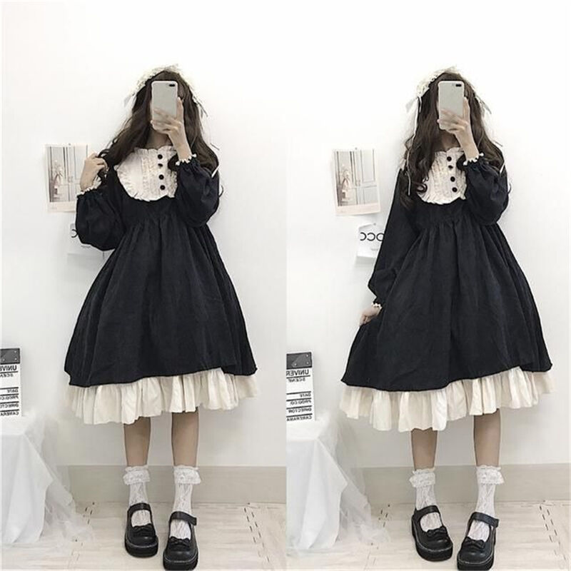 Onepiece ロリータファッション黒のワンピース 635 可愛い服量産型服通販24cm