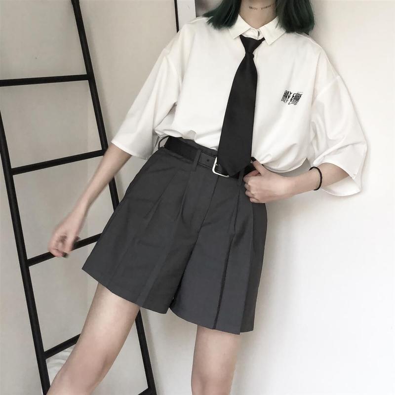 地雷系シャツネクタイベルトズボン4点セット 808 可愛い服量産型服通販24cmニヨンセンチ