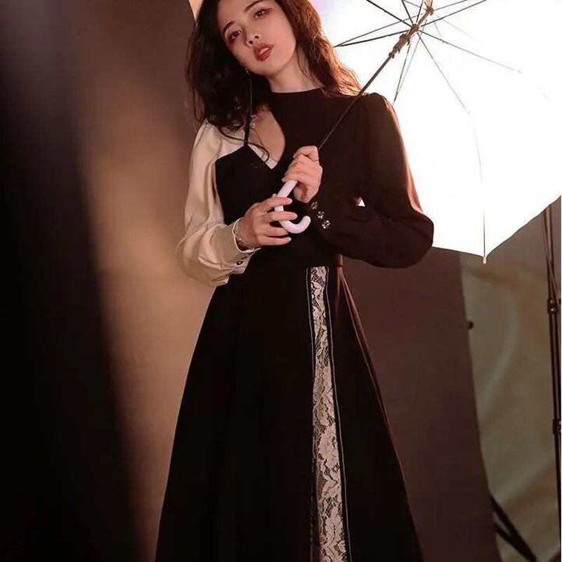 Onepiece ブラック系 パッチワークのワンピース 684 可愛い服量産型服通販24cm