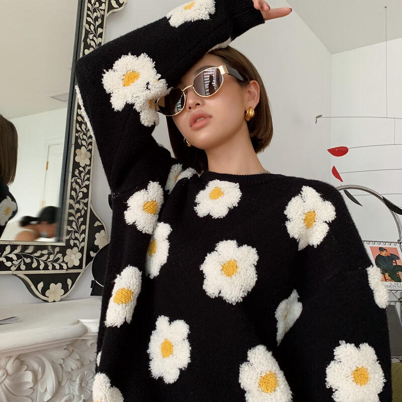 韓国ファッションガーリーデイジーニット24cm 676 可愛い服量産型服通販24cm