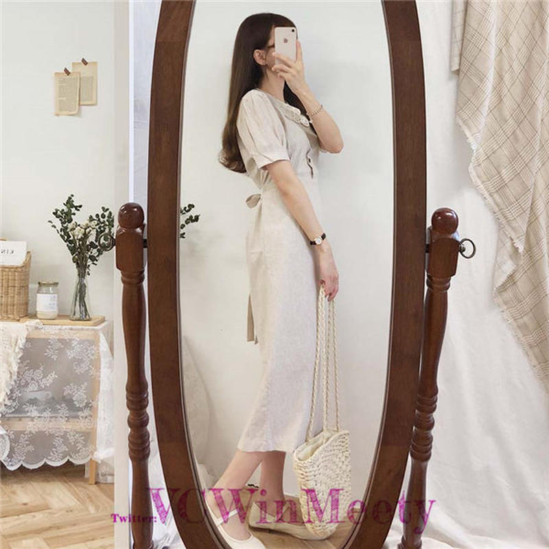 Onepiece レース 襟付き ハイウエスト ロング ワンピース 487 可愛い服量産型