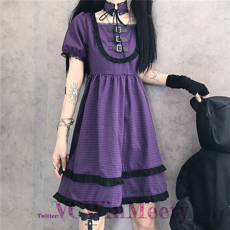 Onepiece チェックのレトロワンピース 499 可愛い服量産型服通販24cmニヨンセンチ Onepiece チェックのレトロワンピース 499 可愛い服量産型服通販24cmニヨンセンチ