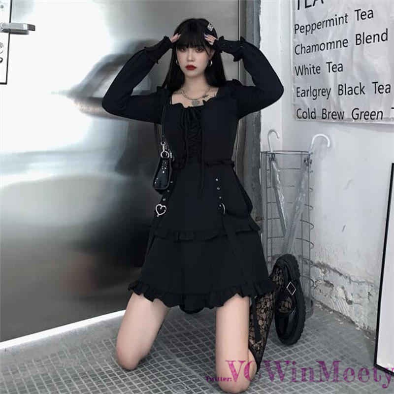 Onepiece ロングスリーブデザインベルトワンピース 613 可愛い服量産型服通販24cm