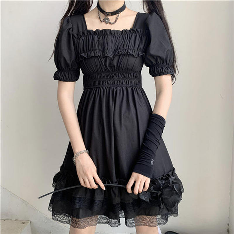 Onepiece 黒いワンピース 469 可愛い服量産型服通販24cmニヨンセンチ Onepiece 黒いワンピース 469 可愛い服量産型服通販24cmニヨンセンチ