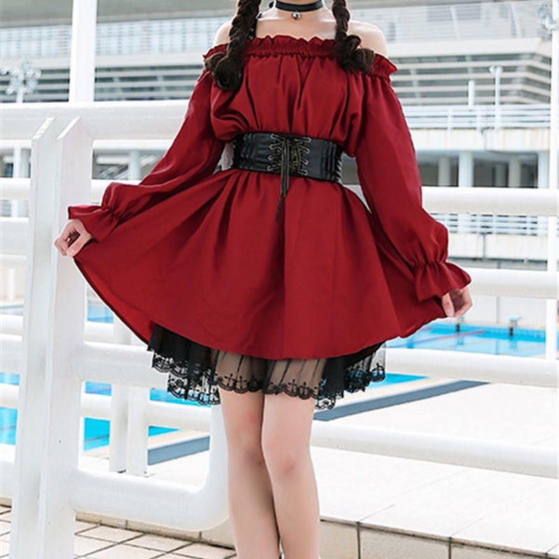 Onepiece ワインレッドゴシックロリータドレス 385 可愛い服量産型服通販24cm