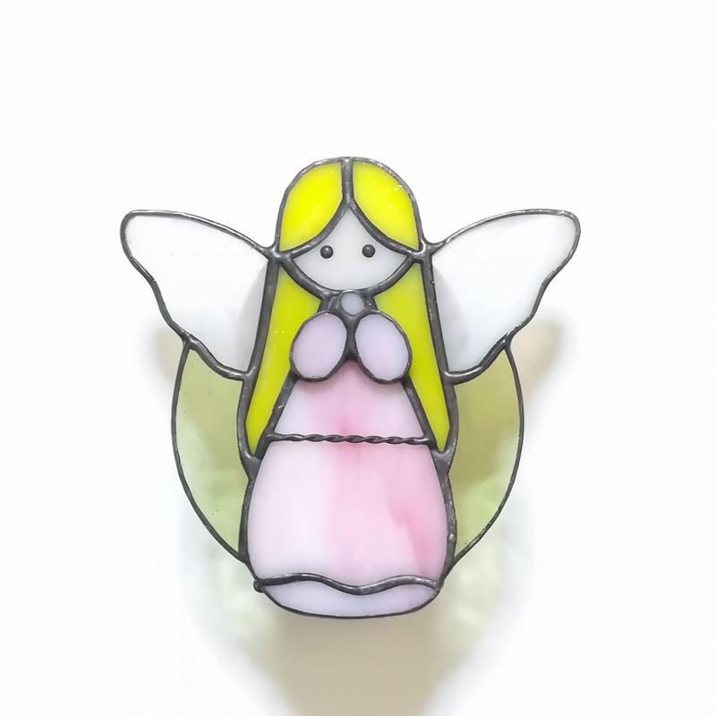 ステンドグラスキット カットなし 天使のお休みランプ W3 Stained Glass