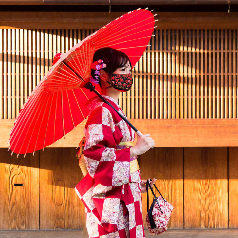 花札柄マスク 花見で一杯 一体型タイプ Webarts