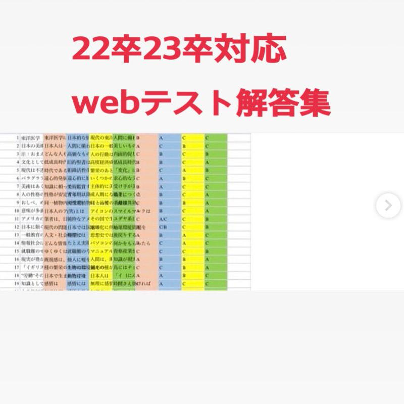 100部限定価格 22卒23卒webテスト テストセンター解答集 完全自作excelファイル