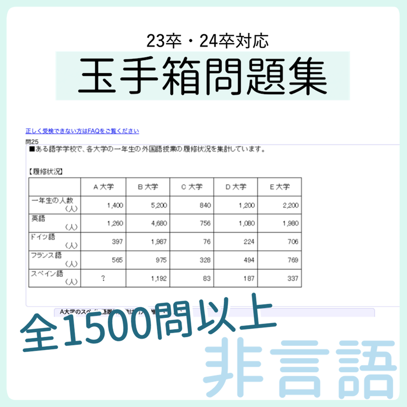 非言語 玉手箱問題集 スクショ 解答集ではありません 23卒向けwebテスト解答集 問題集