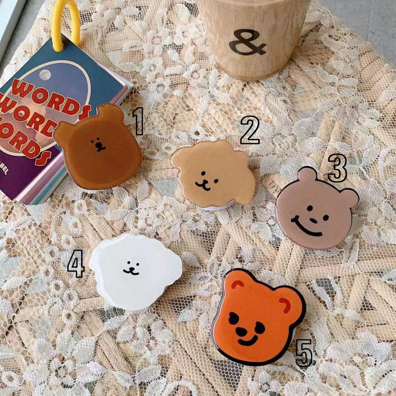 クマ もこもこ犬スマホグリップ 韓国雑貨屋salty