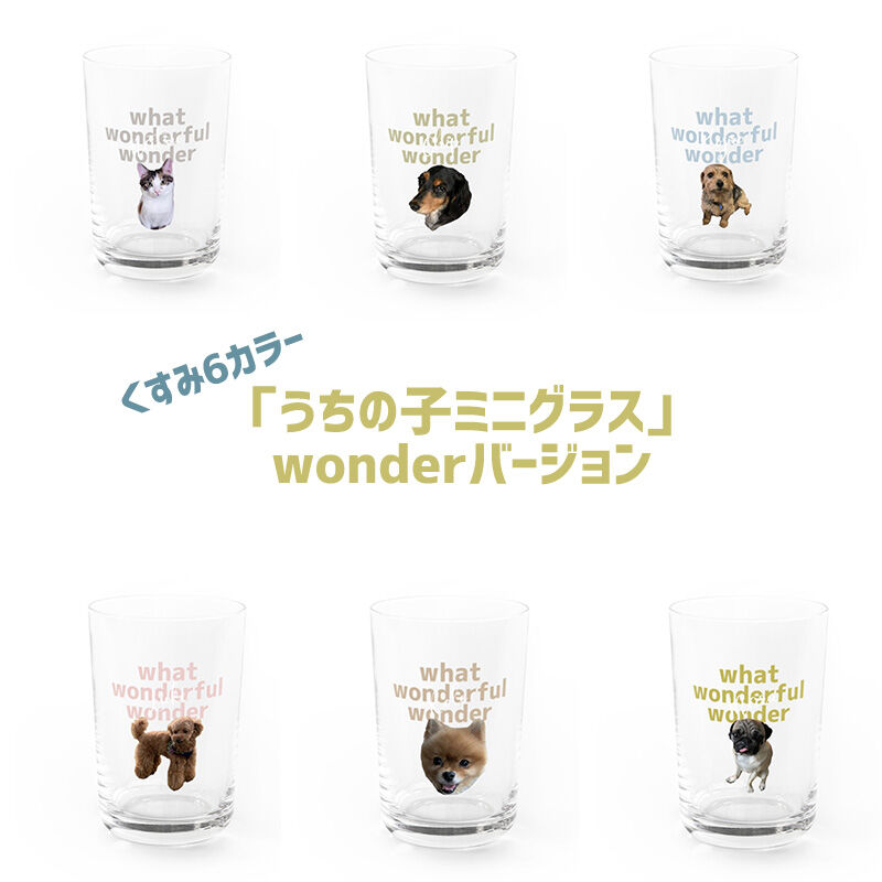 うちの子 ミニグラス Wonderバージョン くすみカラー 写真で作る お名前入り Wo