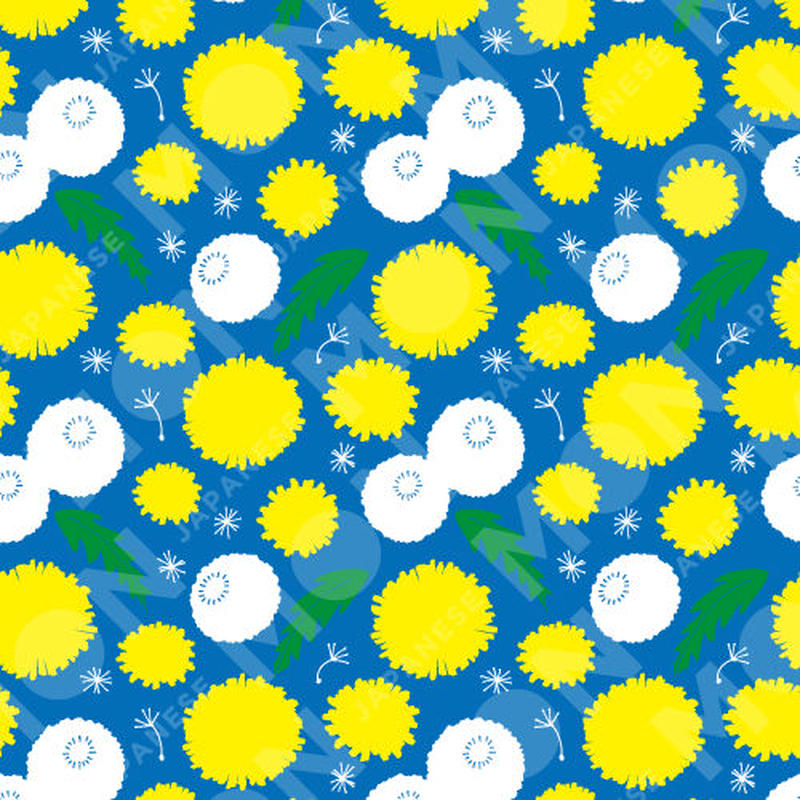 レトロポップ和柄素材 たんぽぽ Japanese Mon Iuen