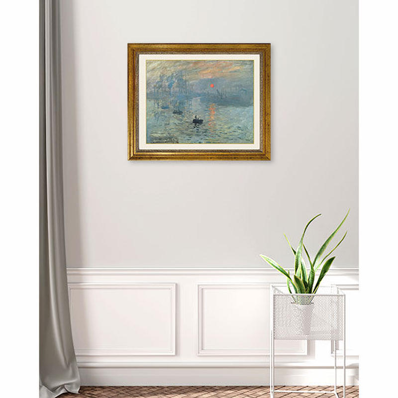 クロード モネ 印象 日の出 キャンバスにジクレー 複製画 額付き 絵画 洋画 風景画 印