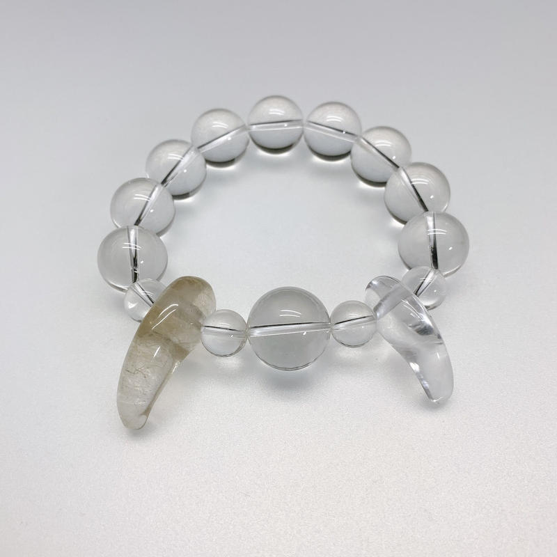 ゴールドルチル 水晶 鬼祓い勾玉ブレスレット うさぎ屋