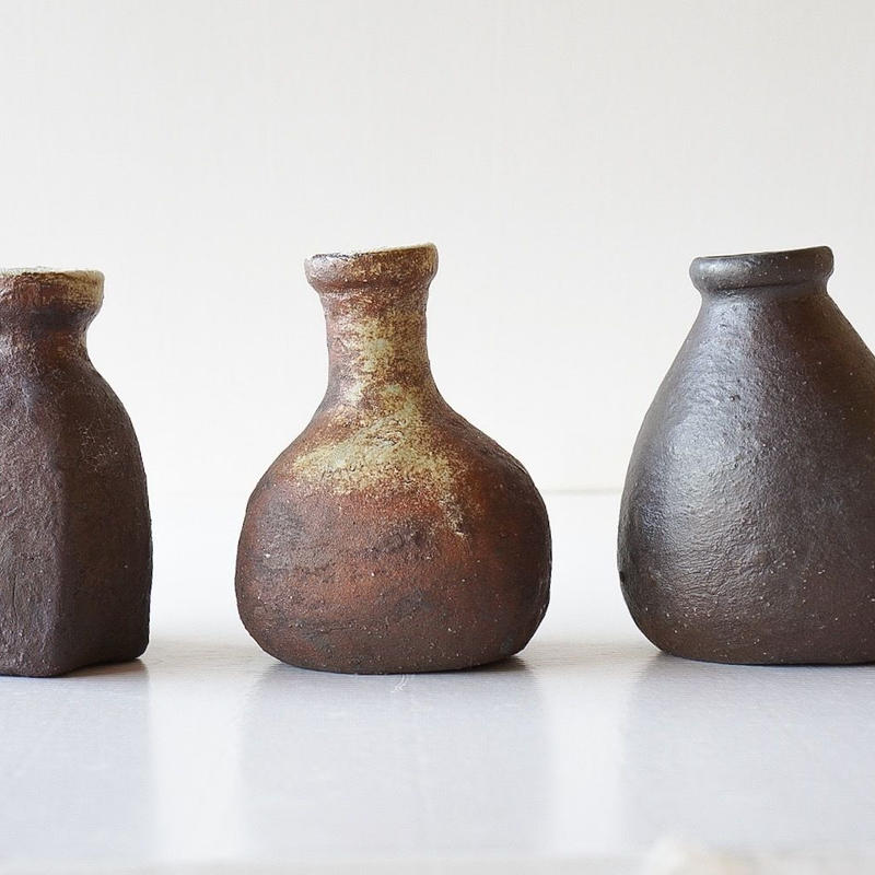 花瓶 一輪挿 片耳 古銅 唐金 ：骨董 古道具 時代物 花瓶 一輪挿 片耳