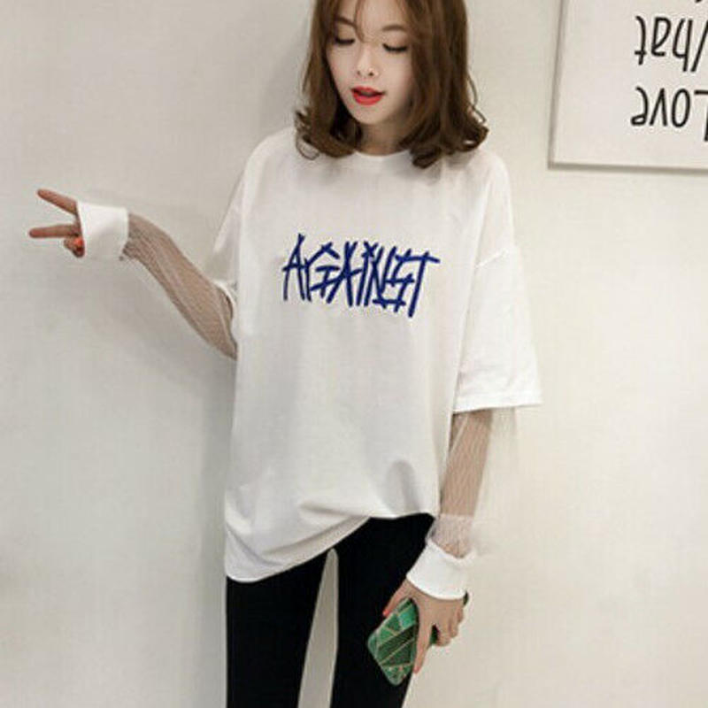Xl ホワイト 長袖tシャツ ロンt 袖シースルー 重ね着風 ファッション通販pal