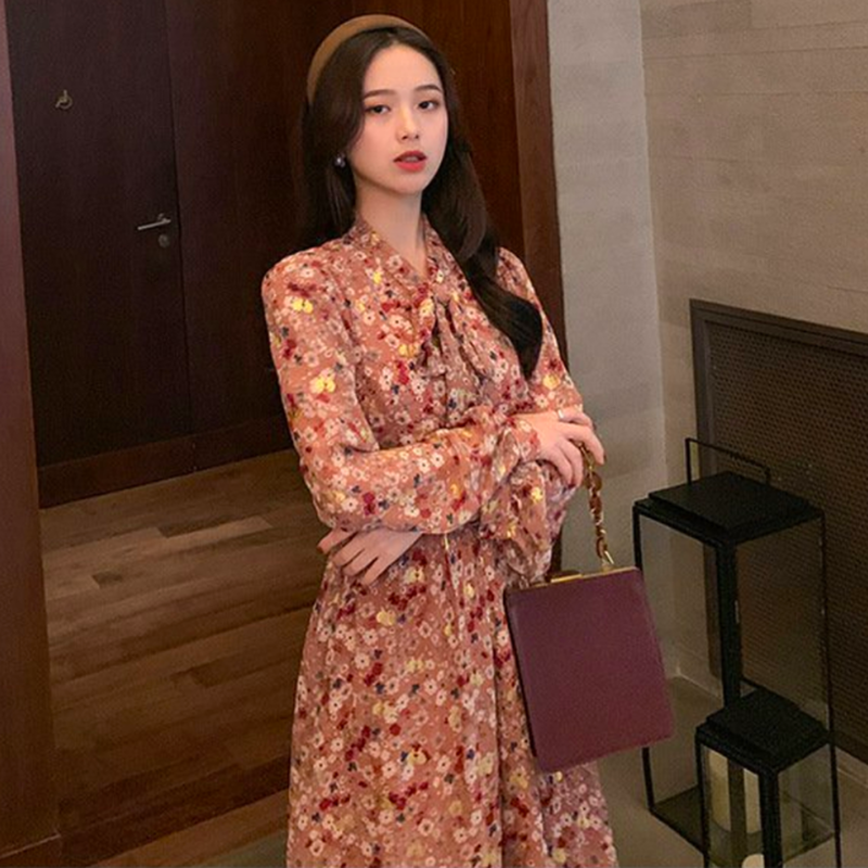 M レディース フローラル 柄ワンピース 春 秋 冬 レトロ シック ロング丈 ゆったり 長袖 M レディース フローラル 柄ワンピース 春 秋 冬 レトロ シック ロング丈 ゆったり 長袖