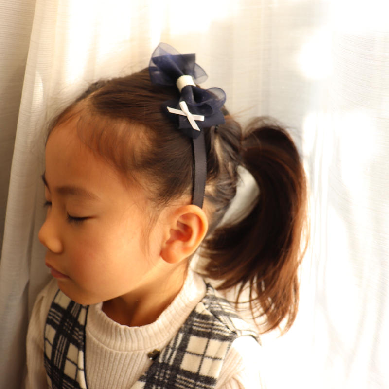 A様用オーダーメイド ネイビーのキッズカチューシャ Yoca Yoca