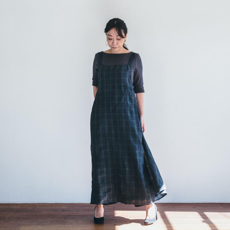 値下げ!若山曜子先生×Fog Linen Work リネンフレアエプロン　藤色 値下げ!若山曜子先生×Fog Linen Work リネンフレアエプロン 藤色