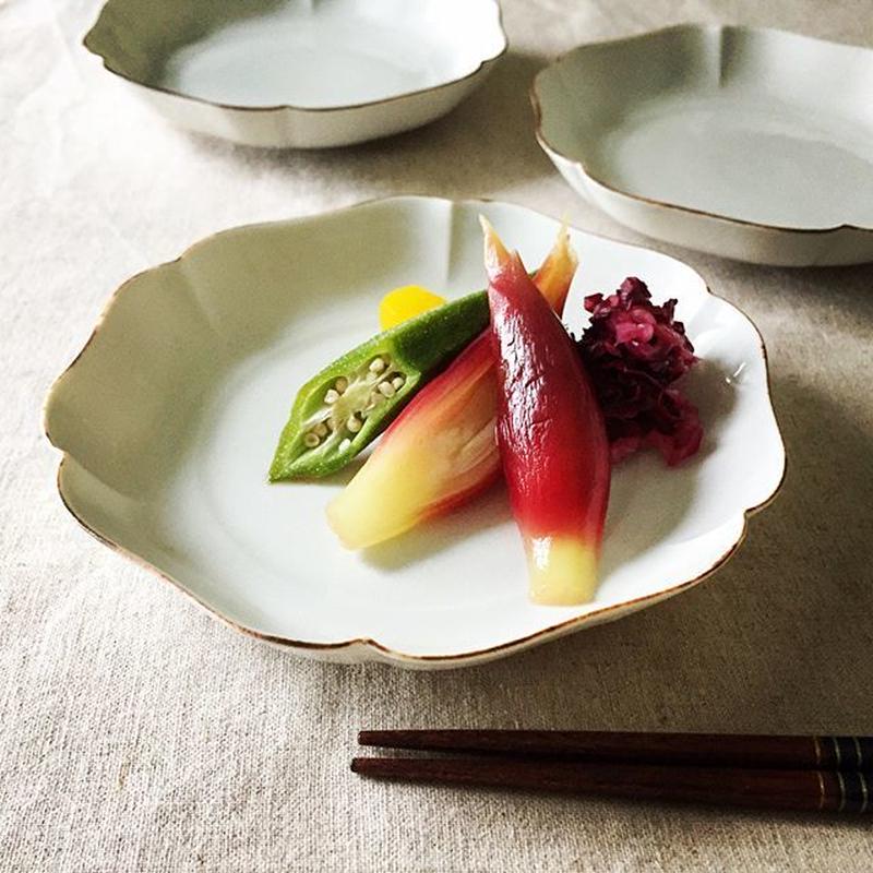 水野克俊さん 白磁口紅輪花皿4枚セット