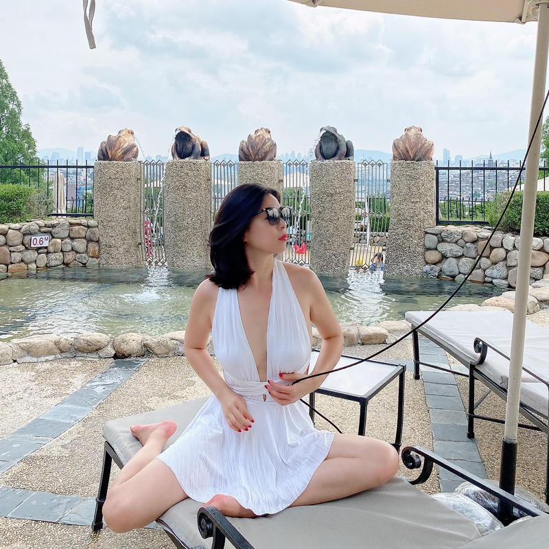 モンローワンピース水着 太ももカバー ワンピースみたいな水着 Grace Orienta