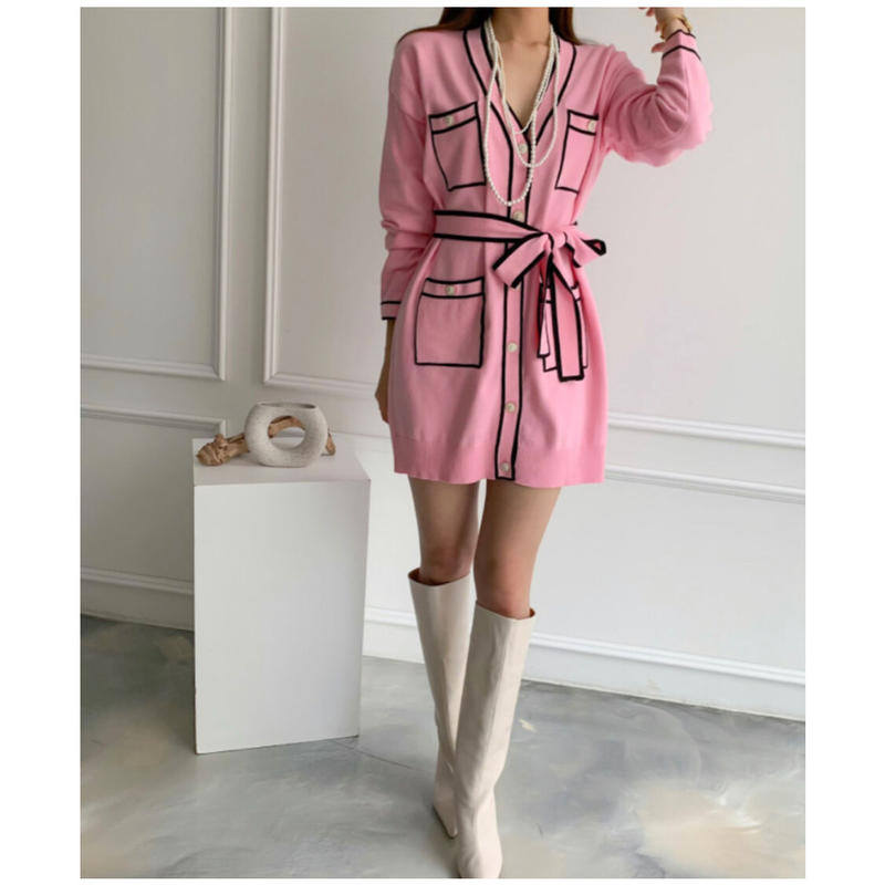 ラグジュラインロングニットカーディガン ワンピースとしても Grace Orienta