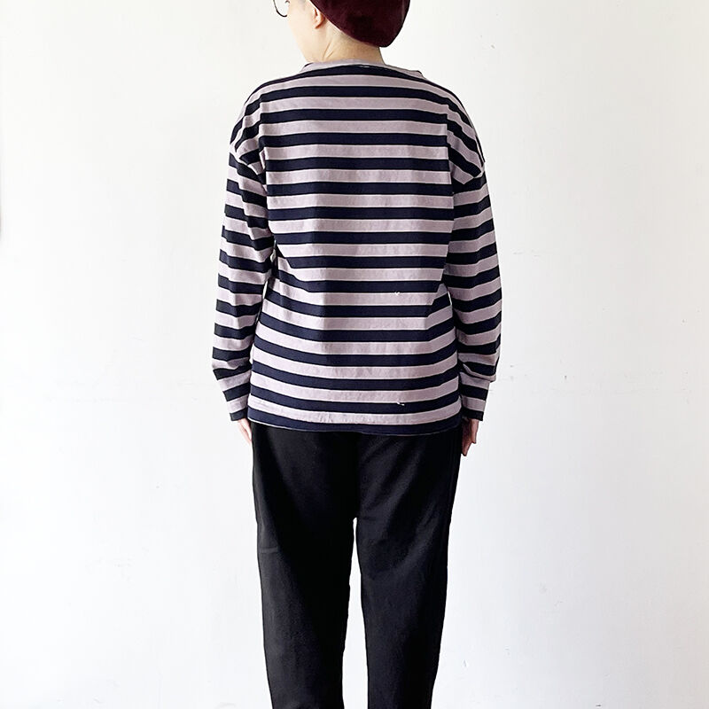 全2色 レディース Prit プリット 12 1 空紡天竺ボーダー ボートネックプルオーバー