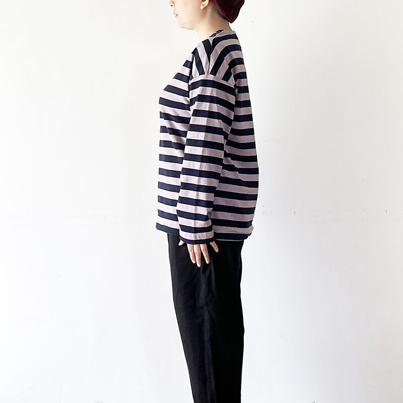 全2色 レディース Prit プリット 12 1 空紡天竺ボーダー ボートネックプルオーバー