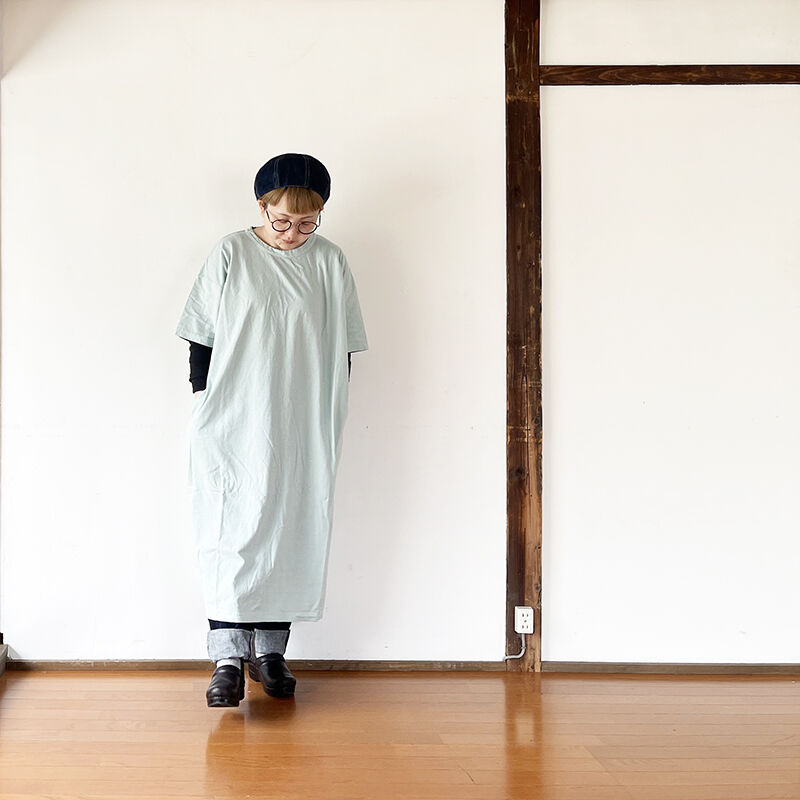 全5色レディース Prit プリット 30 1リサイクルムラ糸天竺5分袖ワイドワンピース